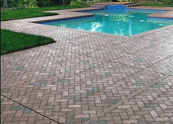 Concrete overlay pool deck coating